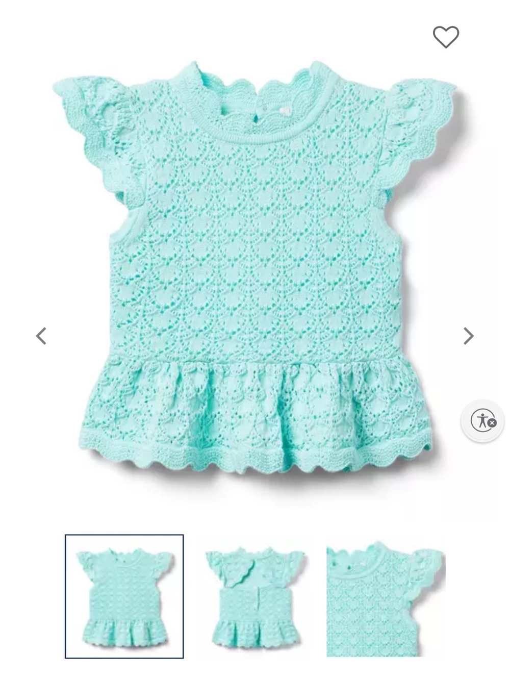 Janie and Jack Mint Crochet Peplum Top
